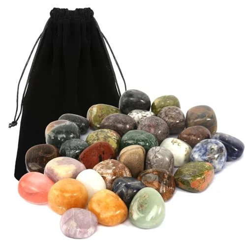 400 g Gemstone Set, Natural Tumbled Stones Gemstones Semi-Precious Stones Lucky Stones Tumbled Stones for Treasure Hunting, Crystals Gemstones Set Colourful Gemstone Mix