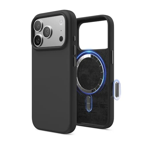 elago Funda Magnética de Silicona Líquida para iPhone 17 Pro (6,3") – Compatible con MagSafe, Antigolpes, Delgada, Acabado Suave al Tacto (Negro)
