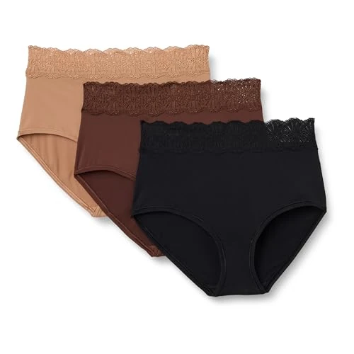 Limited-time offer: Amazon Essentials Women's Microfibre with Lace Trim Ladies Knickers, Bikini, Boyshort, Thong and Full Brief Styles, Pack of 6, Black / Washed Bronze / Rich Hazel, XX-Large from $14.00 to $14.00 (save 0.00%)