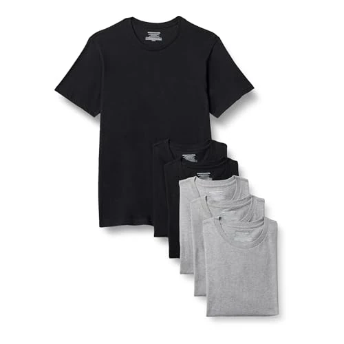 Offerta a tempo: Amazon Essentials Magliette Intime a Girocollo Vestibilità Aderente Uomo, Confezione da 6, Nero/Grigio Mélange, L - 0.00% da 23.44 € a 23.44 €