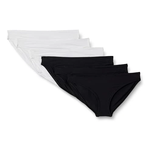Oferta limitada: Amazon Essentials Braga de Bikini de Microfibra Suave y Transpirable Mujer, Pack de 6, Blanco/Negro, 42 de 8.27 € a 8.27 € (ahorro 0.00%)
