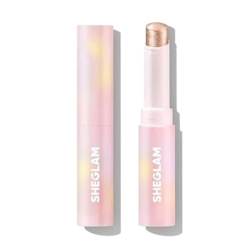 SHEGLAM Kristalgel glanzende stick oogschaduw stick eyeliner lichter potlood waskrijt met kwast, gemakkelijk te mengen, langhoudende glinsterende oogschaduwstick champagne gleam