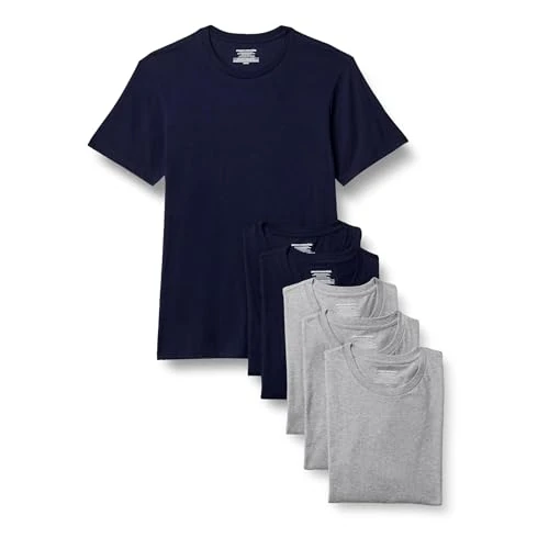 Limited-time offer: Amazon Essentials Men's Slim-Fit Cotton Crew Neck Vests, Pack of 6, Medium Grey Heather/Navy Short Sleeve, M from 12.00 £ to 9.88 £ (save 18%)