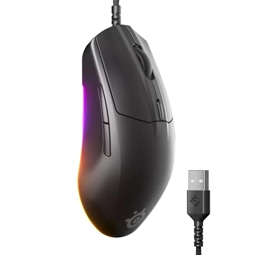 SteelSeries Rival 3 Gen 2-gamingmuis - TrueMove Core optische sensor met 8.500 DPI - Gegarandeerd 60 miljoen muisklikken - Lage latency - Laag gewicht van 77 g - Voetjes van 100% PTFE - RGB - Zwart