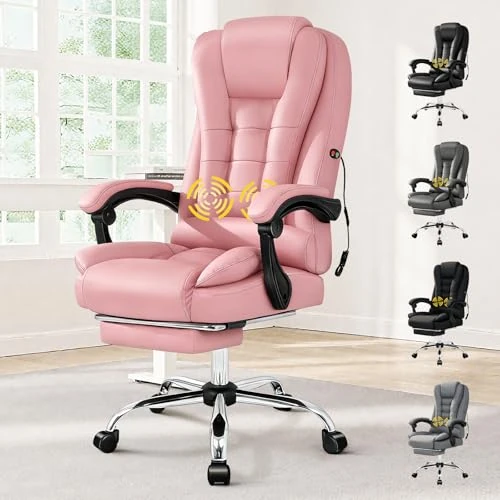 Zeitlich begrenztes Angebot: ALFORDSON Ergonomischer Bürostuhl Chefsessel Massage, Schreibtischstuhl Ausziehbare Fußstütze,Computerstuhl Rückenlehne 90-150° neigbar,höhenverstellbarer Drehstuhl,Besprechungsstuhl, PU-Leder, Rosa von 62.69 € auf 55.97 € (11