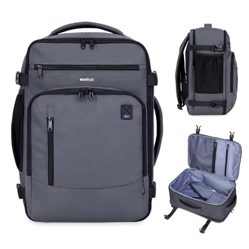 Offre limitée : ECOHUB Bagages Cabine 40x20x25 Ryanair Sac a Dos Voyage Cabine Avion Bagage à Main Sac à Dos Ordinateur Portable 14 Pouces Homme Recyclable PET Ecologique Sous le Siège Sac Portatif 20L (Gris) de 39.99 € à 39.99 € (0.00% de remise)