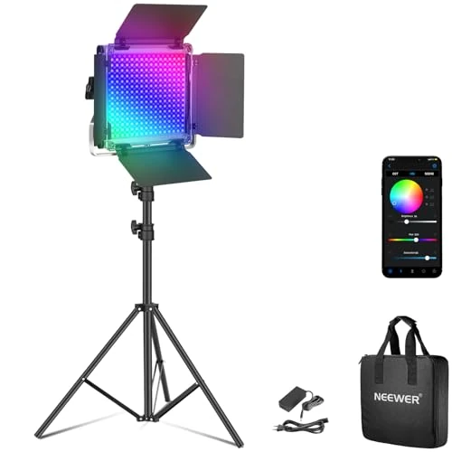 Offre limitée : NEEWER Lampe de Studio vidéo LED RGB améliorée avec trépied, contrôle par Application, 50W 7000lumens IRC97+ 3200-5600K, Panneau Lumiere Photo à intensité Variable, kit d'éclairage, RGB660 Pro II de 157.99 € à 157.99 € (0.00% de remise)