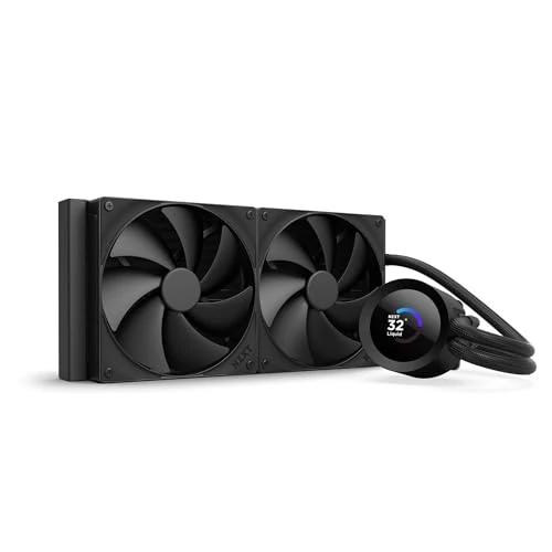 NZXT Kraken Plus 280 – Refroidisseur liquide AIO pour CPU – Radiateur 280mm – 2 x Ventilateurs F140P – Écran LCD carré personnalisable de 1,54" – AMD® AM5, AM4 – Intel® LGA 1851/1700, 1200/115X – Noir