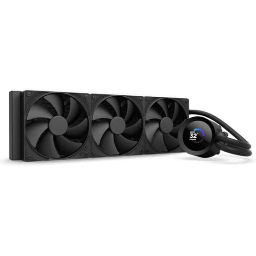 NZXT Kraken Plus 360 – Refroidisseur liquide AIO pour CPU – Radiateur 360mm – 3 x Ventilateurs F120P – Écran LCD carré personnalisable de 1,54" – AMD® AM5, AM4 – Intel® LGA 1851/1700, 1200/115X – Noir