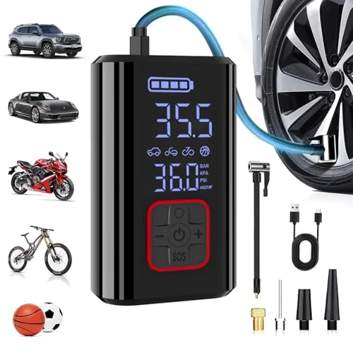 Elektrische Fietspomp, Draagbare Accu Luchtpomp Met LED-Verlichting En LCD-Display, Geschikt Voor Fiets, Motorfiets, Auto En Ballen