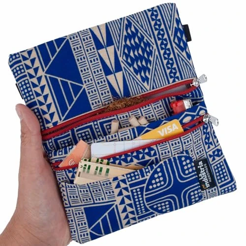 Offerta a tempo: Porta Tabacco e Portafoglio Compatto con Doppia Cerniera – Astuccio Portatabacco con Fantasia Africana Colorata e Scomparti per Cartine, Filtri, Accendino, Carte e Contanti – Uomo e Donna (Cameroon) - 0.00% da 16.99 € a 16.99 €