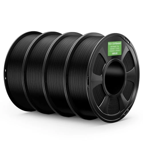Offerta a tempo: DEEPLEE Filamento PLA+ 2.0 1.75 mm, Alta Tenacità e Finitura Liscia, Pack da 4 kg (4×1 kg) Nero, Precisione ±0.02 mm per Stampanti 3D FDM - 5% da 45.99 € a 43.69 €