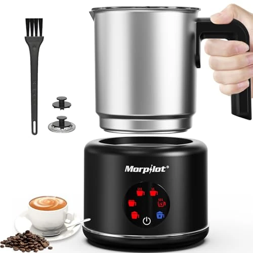 Offerta a tempo: Montalatte Elettrico, Morpilot Milk Frother in Acciaio Inossidabile, 6 in 1 Funzione, Capacità 250ml Cappuccino o 500 ml Latte Caldo, Design Diviso, Nero - 0.00% da 53.39 € a 53.39 €