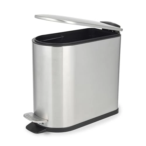 Zeitlich begrenztes Angebot: Beldray Badezimmer Pedalbehälter – 5 Liter Toilettenbehälter, Soft-Close-Deckel mit Pedal, D-förmiger Abfalleimer für Schlafzimmer, Büro, Küche, Edelstahl von 17.99 € auf 17.99 € (0.00% Rabatt)