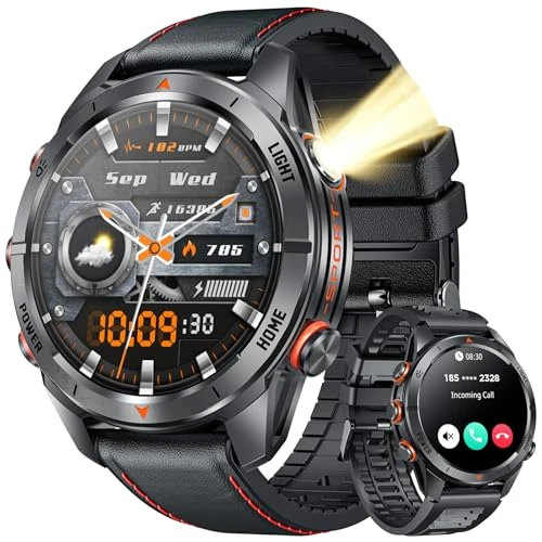 Offerta a tempo: Orologio Smartwatch Uomo Fitness Orologi: 1.46" Intelligente Watch con Chiamare Rispondere 100+ Sportive Impermeabile 3ATM Torcia LED Contapassi Sonno Cardiofrequenzimetro Compatibile per iOS Andorid — 47% da 37,99 € a 19,99 €