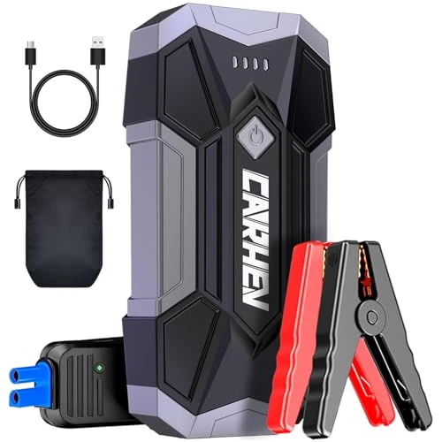 Tijdelijke aanbieding: CARHEV 4500A Auto Starthulp Pack, Startbooster, Jump starter, Power bank en Startkabel voor 8,0L Benzinemotor of 8,0L Dieslmotor, met USB Quick Charge 3.0 Pack Type-C Draagbare Autoaccu starter. van 49.98 EUR naar 42.48 EUR (korting 15%)