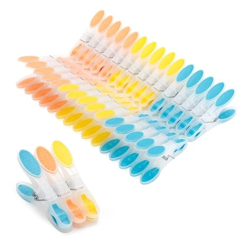 AiQInu 30 stuks wasknijpers, kunststof clothes met antislip siliconen, meerkleurige wasknijpers, laat geen sporen achter voor ondergoed, broeken, T-shirts