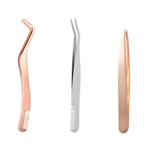 3 Pieces Combination Tweezers, Grafted Eyelash Tools, Stainless Steel Tweezers, Eyelash Beauty Tools