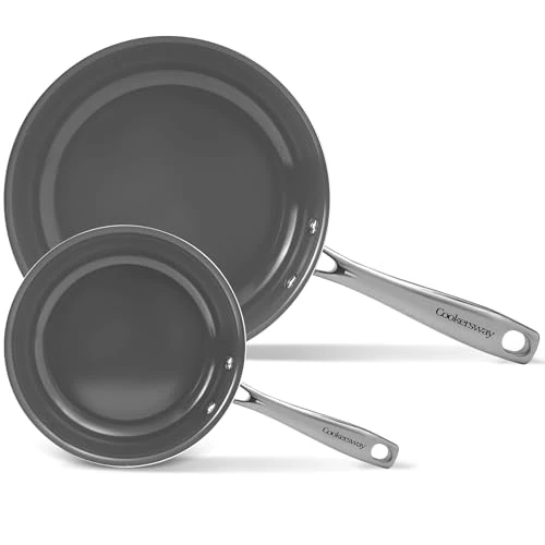 Oferta ograniczona: Zestaw garnków z nieprzylegającymi, 20, 26 cm Keramyczne garnki nieprzylegające, garnki do jajek, wolne od PTFE, PFOA, PFAs, bezpieczne do użytku w piekarniku i zmywarki, szary popioł z 259.90 EUR na 259.90 EUR (znizka 0%)