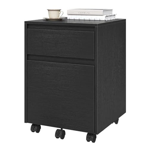 Beperkte aanbieding: WOLTU Rollcontainer, archiefkast met 2 laden, mobiele bureaukast, bureauonderkast, printerkast op wielen, voor kantoor, thuiskantoor, 40 x 56 x 40 cm, zwart van 54.99 EUR naar 54.99 EUR (besparing 0%)