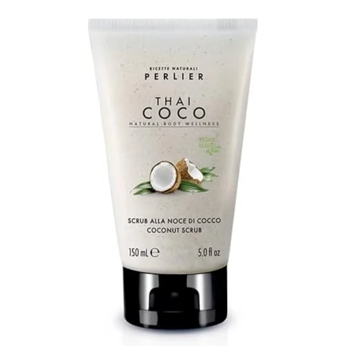 Perlier Thai Coco lichaamscrub met kokosnoot, natuurlijke peeling voor een stralende en zachte huid, verwijdert dode cellen en onzuiverheden, tube van 150 ml (1 stuks)