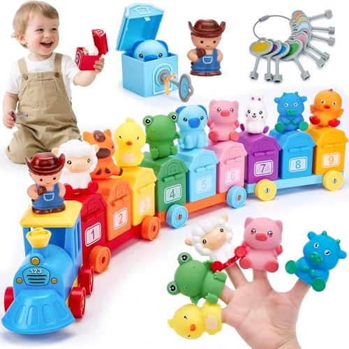 Oferta limitada: hahaland Tren de Juguetes Niños 1 2 Años - 20 en 1 Tren Juguete Montessori con Animales Rurales, Marionetas de Dedo, Llave de Granero - Coches de Juguetes para Niños 1 2 3 4 años de 33.99 € a 28.89 € (ahorro 15%)