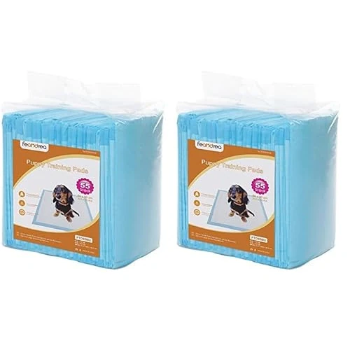Feandrea Tappetini per Addestramento di Cani, Tappetini Assorbenti per Cuccioli, 5 Strati a Prova di Perdite, Superficie ad Asciugatura Rapida, L 90 x 60 cm, Pacco da 110 Pezzi, Blu e Bianco PTD95BU