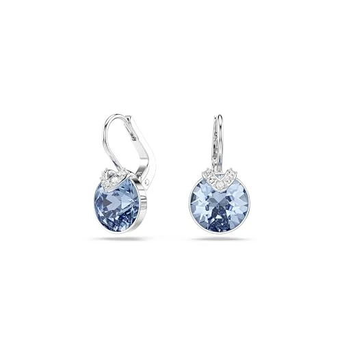 Offre limitée : Swarovski Pendants d'oreilles de la collection Bella V, cristal bleu de taille ronde, pavé de petits cristaux incolores en V, en métal rhodié de 89.00 € à 54.79 € (38% de remise)