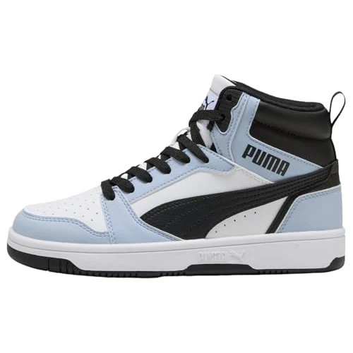 Tijdelijke aanbieding: PUMA Rebound V6 MID JR Sneaker, wit-sneeuw berg blauw zwart, 5 UK, Puma Witte Sneeuw Berg Blauw PUMA Zwart, 5 UK van 54.95 € naar 43.99 € (20% korting)
