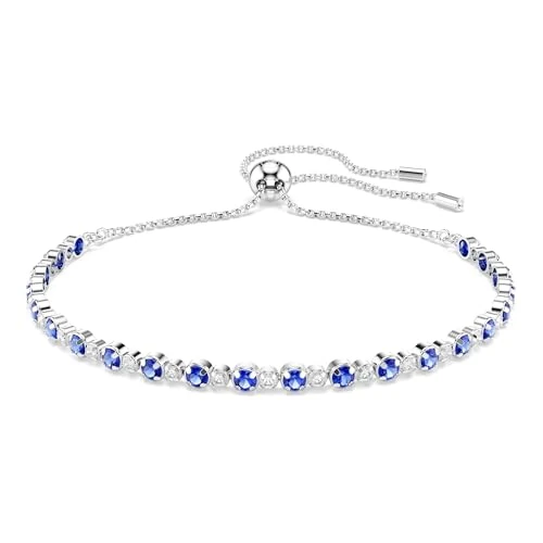 Tijdelijke aanbieding: Swarovski Matrix Tennisarmband, Verschillende ronde slijpvormen, Blauw, Rodium toplaag van 118.98 EUR naar 118.98 EUR (korting 0%)