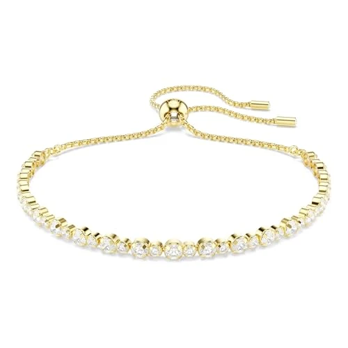 Offre limitée : Swarovski Bracelet Tennis de la collection Matrix, avec une alternance de petits et moyens cristaux incolores de taille ronde, fermoir boule coulissante, placage de ton or de 119.00 € à 101.83 € (14% de remise)
