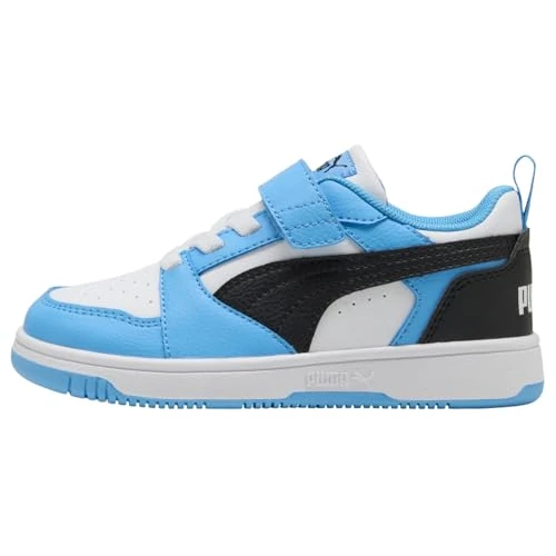 Puma Rebound V6 LO AC+ PS Sneaker, Team Light Blue Black White, 3 EU Child, Team Hellblau Puma Schwarz Puma Weiß, 33 EU