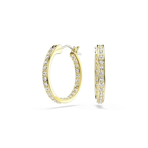 Swarovski Sommerset Small Hoop Earrings, Clear Pavé Crystals in a Gold-Tone Finished Setting, Part of the Swarovski Sommerset Collection