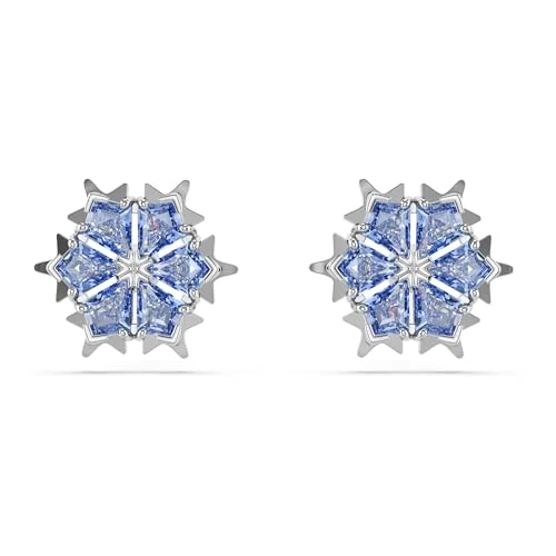 Swarovski Magic Orecchini a Lobo, Gioielli Versatili con Zirconia Grigio-Blu Swarovski, Forma a Fiocco di Neve, Placcatura in Tonalità Rodio, 1 x 1 cm, peso (singolo orecchino) 1,4 g