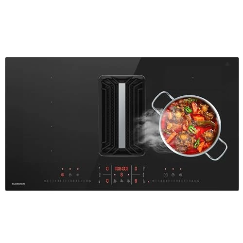 Offerta a tempo: Klarstein - Piano a Induzione con Cappa Integrata, Efficienza Energetica A++, 750 m³/ora, 14 kW, 4 Zone di Cottura, Motore Silenzioso: 58 dB, Touch Control, Design Salvaspazio, Nero - 46% da 1680.99 € a 911.24 €