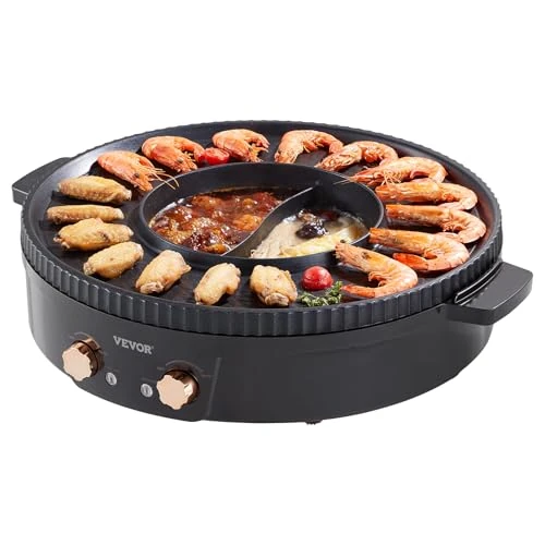 Offre limitée : VEVOR Appareil à Fondue Chinoise avec Gril 2-en-1, Hot Pot Électrique 1800 W, Fondue Électrique avec Double Contrôle de Température Séparé, Poêle Antiadhésive, pour Barbecue Coréen Shabu Shabu Hotpot de 58.90 € à 47.86 € (19% de remise)