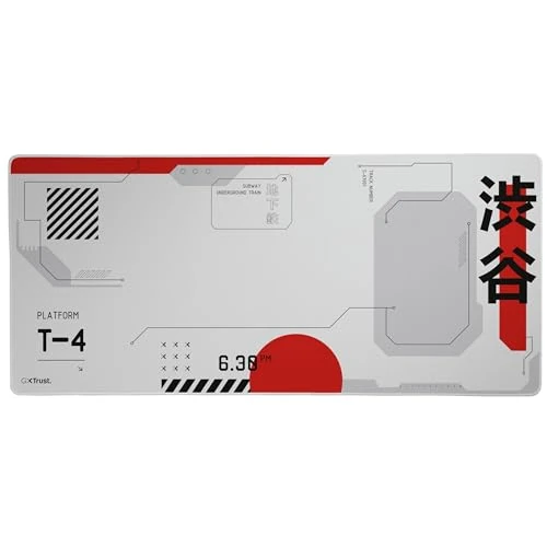 GXTrust 759 Tapis de Souris XXL Gaming Japon Blanc, Tapis de Bureau 900x400 mm avec Bords Cousus, Texture de Surface Optimisée, Dessous Caoutchouté Antidérapant, Japan Tokyo Anime Manga Kyoto