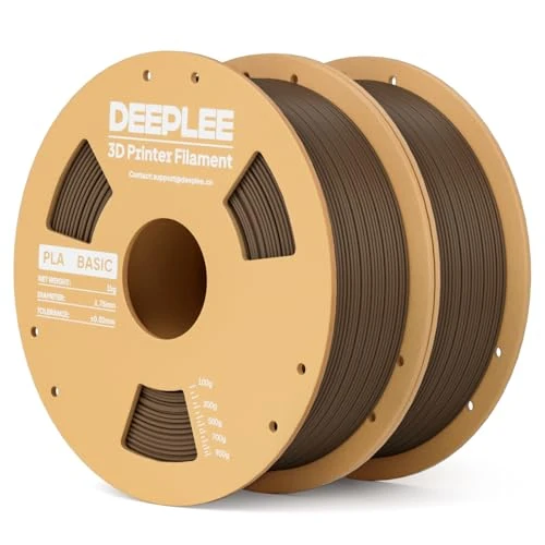 DEEPLEE PLA Basic bruin filament 2 kg 1,75 mm met maatnauwkeurigheid +/- 0,02 mm, hoge sterkte, 2 kartonnen spoelen voor FDM 3D-printers