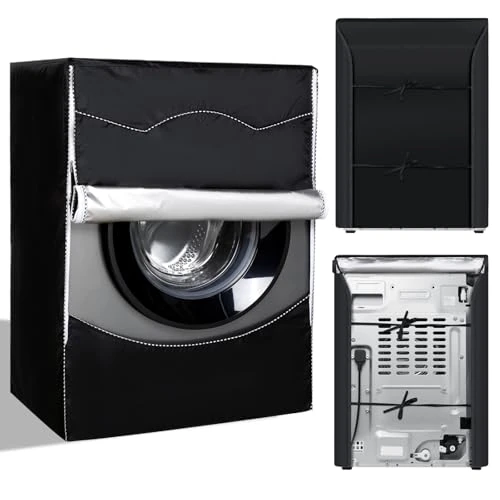 Cozary Wasmachinehoes voor buiten, waterdicht, 420D Oxford, met ritssluiting, uv-bescherming, stofbescherming, hoes voor wasmachine en wasdroger, 60 x 65 x 85 cm
