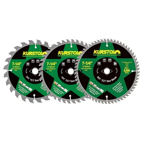 Offerta a tempo: KURSTOL Lama per Sega Circolare - 184 x 15,875mm 24&40&60T Dischi Taglio - 50% da 32.99 € a 16.50 €