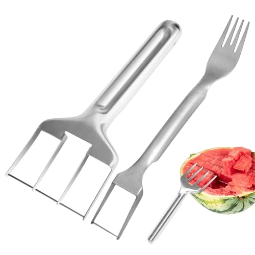 BIFHIG Cutter di Anguria da 1 Pezzi, Forchetta da 1 Pezzi, Strumento di Taglio della Frutta, Adatto A Catering, Picnic E Campeggio.
