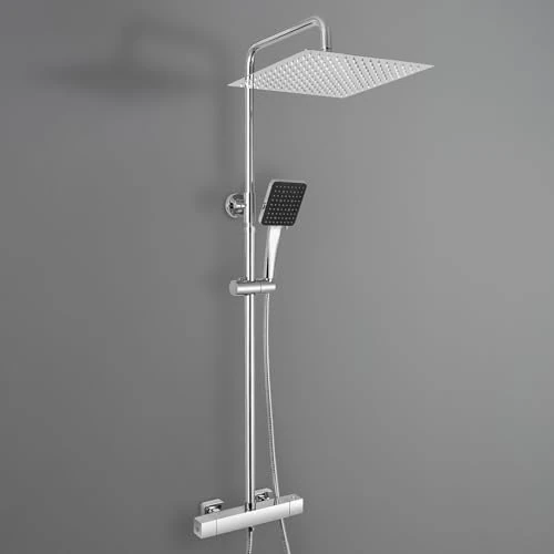 Offerta a tempo: Auralum Colonna Doccia Termostatica Cromo con Miscelatore, Set Completo Doccia a Pioggia 30cm in Acciaio Inox, Asta Regolabile 88-124cm e Doccetta con 6 Modalità d'uso, Doccione per Doccia Completo - 0.00% da 119.99 € a 119.99 €