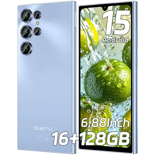 OUKITEL C61 Android 15 Smartphone Without Contract, 16GB + 128GB / 1TB Mobile Phone Without Contract, 6.88 Inch 90Hz Screen 5150mAh Mobile Phone Cheap, 13MP + 5MP, 4G Dual SIM Simlock-free Mobile