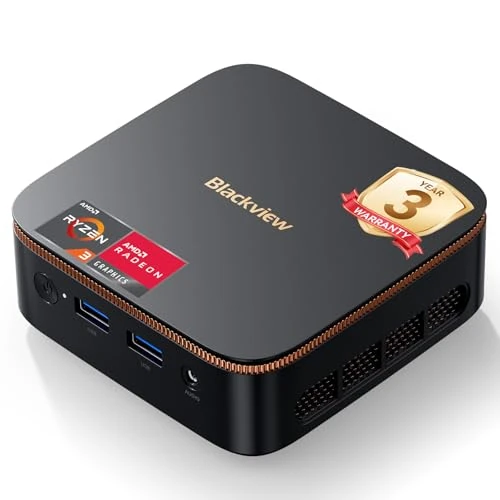 Offerta a tempo: Blackview (Garanzia 3 Anni MP20 Mini PC Win 11 Pro, AMD Ryzen con Radeon Graphics, 16GB RAM 512GB M.2 SSD, Mini Desktop Computer Compatto 4K@60Hz UHD, HDMI/DP/USB3.2, Ideale per Ufficio e Casa - 8% da 499.99 € a 459.99 €