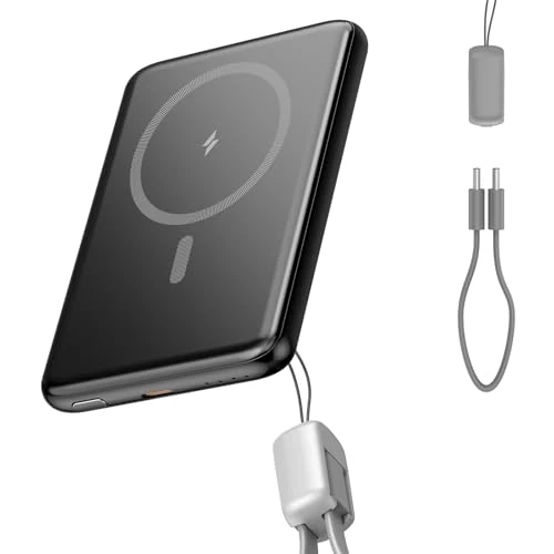Dbasne Power Bank Battery Pack, Ultra Slim Wireless Portable Charger Magnetic Power Bank Fast Charging USB C