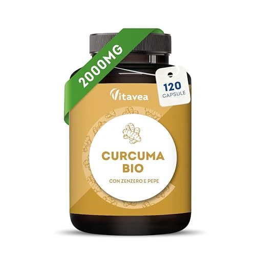 Offerta a tempo: Curcuma Bio - 2000 mg - con Zenzero e Pepe Nero - Trattamento 1 Mese - 32% da 16.90 € a 11.42 €
