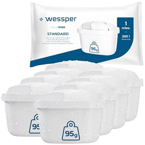 Oferta ograniczona: Wessper Filtry do Dzbanka Filtrującego Wodę, Redukcja Chloru i Metali Ciężkich | Filtry są zamiennikami dla filtrów Dafi Unimax Aquaphor A5 BRITA Maxtra+ PHILIPS AWP212/10 – Zestaw 8 Sztuk z 15.99 EUR na 15.99 EUR (znizka 0%)