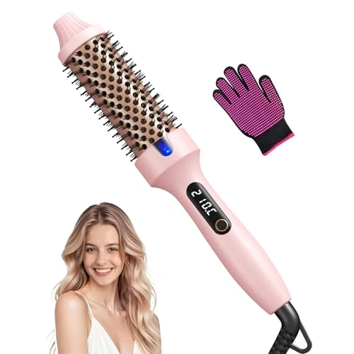 Limitiertes Angebot: Haokoo Thermal Brush - Thermobürste 38mm für Salon-Styling in 8 Min, Ionische Lockenbürste Reduziert Frizz um 70%, 6 Temperaturstufen mit LED-Display für alle Haartypen geeignet, Doppelspannung, Rosa von 54.99 EUR auf 32.99 EUR (Spare 40%)