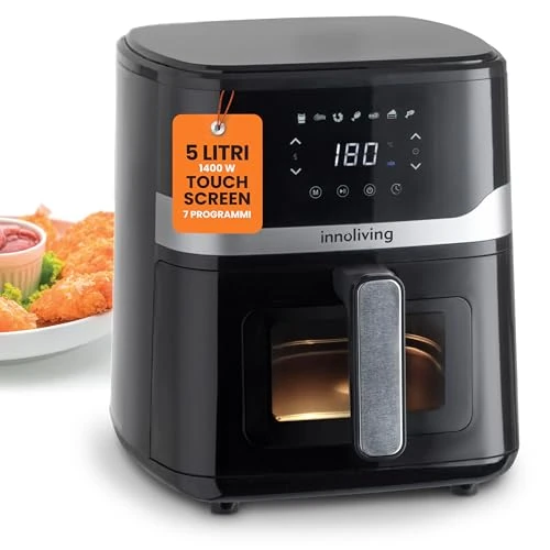 Offerta a tempo: Innoliving Friggitrice ad Aria 5 Litri INN-890 con Pannello Digitale Touch, 7 Programmi Preimpostati, Finestra di Controllo e Luce Interna, Timer e Regolazione della Temperatura, Potenza 1400W - 40% da 59.90 € a 36.00 €