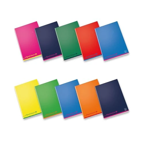 Limited offer: Pigna, 10 x A4 Colours Notebook 100gsm Inner Paper 72 Pages + 4F Inside, Squared 4mm with Margin Assorted Colours from 12.61 EUR to 12.61 EUR (save 0%)